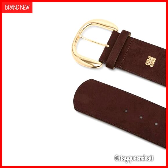 Wide Faux Suede Belt with Metal Buckle, Adjustable Fit for Women